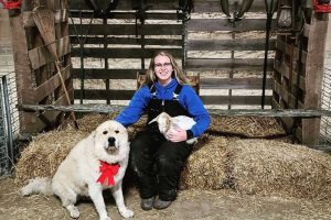 Kathryn and the Christmas Pup on the Farm at Lionel's Pony Farm